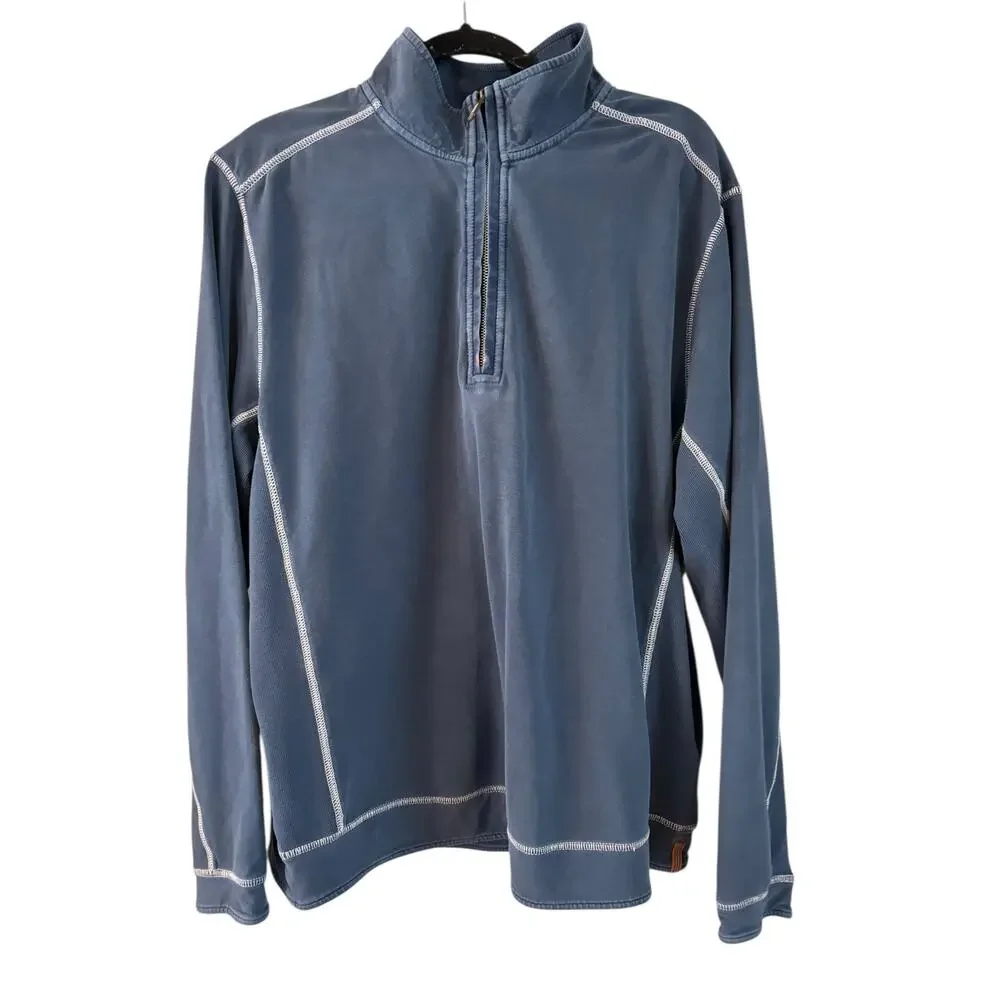 Tommy Bahama Men’s Half Zip Sweatshirt Blue Sizd XL Island Crafted Modern Fit